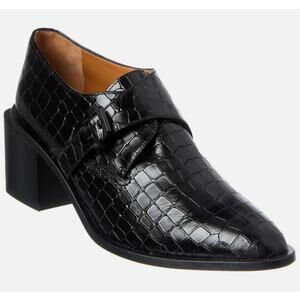 Clergerie Paris P/Xarina Croc-Embossed Leather Bootie Black Size 6.5 W 37 EU NIB
